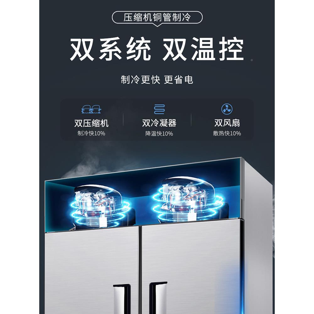 门冰箱商用示柜藏冷冻保鲜柜LIP厨房餐厅酒店不锈钢四四六门冷冰