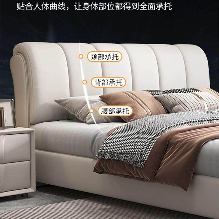 欧式现代简约布艺床奢1.米双人轻实床8BRR主卧1.5木m储物皮床小户