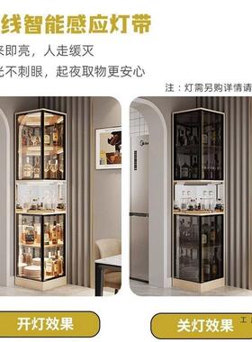 木玻璃酒柜客厅靠网墙展示物柜家用小户型边柜定制轻实奢WIU红置
