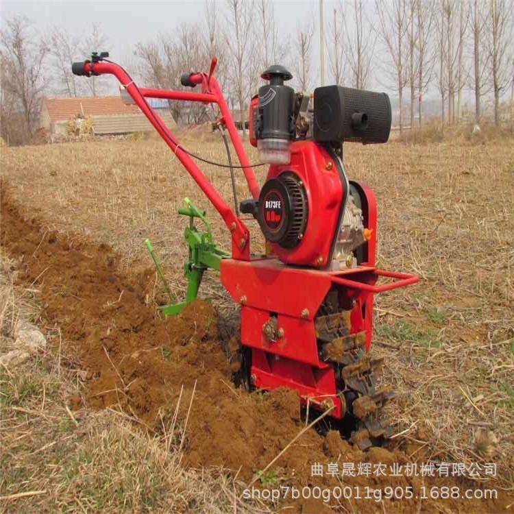 手推履带式山地丘陵沟松开土QQU锄草机单轨独轮履带微耕机犁地机