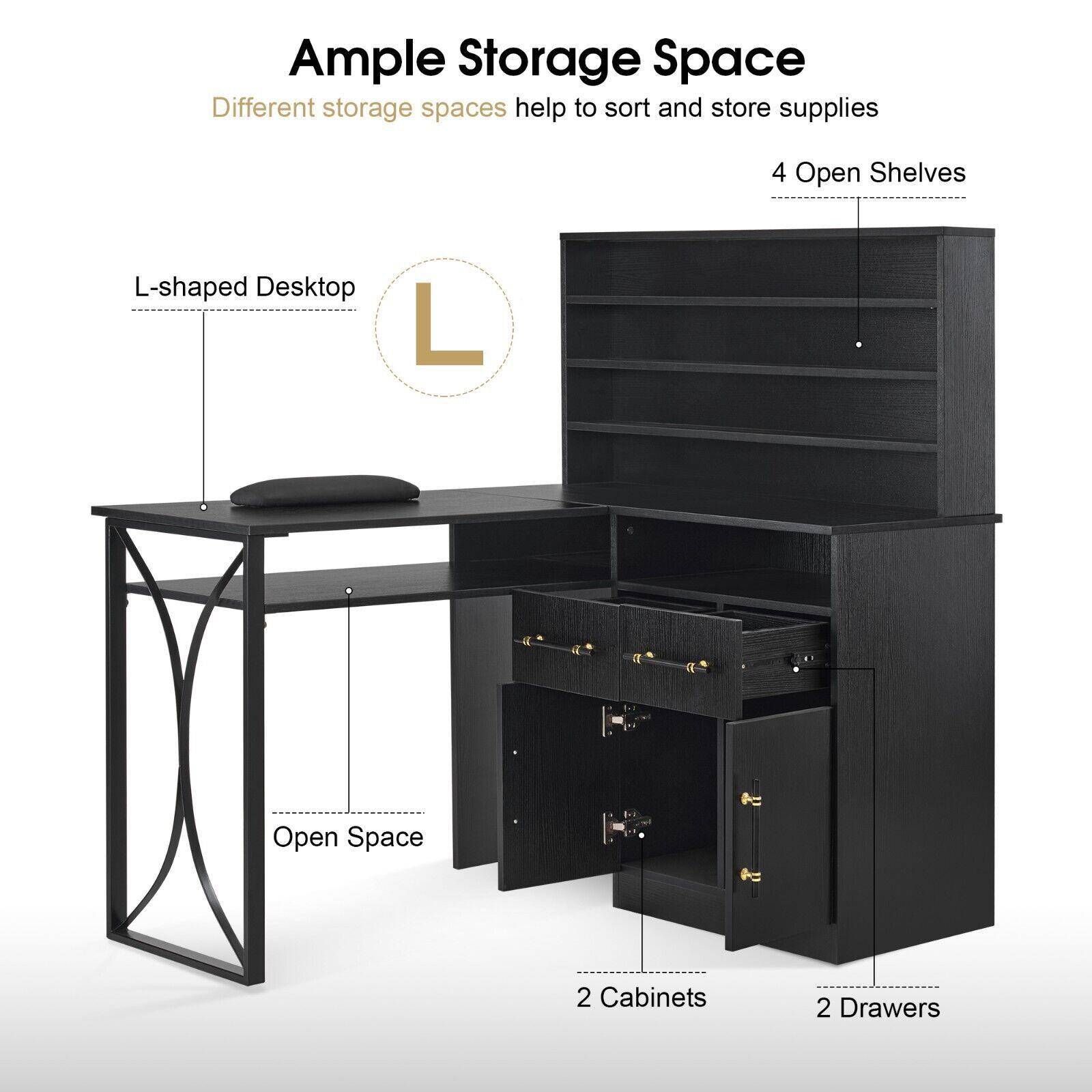 L美形指甲用存储HDP美甲桌台带抽屉大储物甲桌