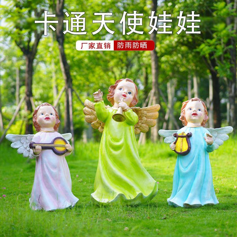 通天可使天使摆件卡雕塑爱娃娃仿石摆件酒店景教堂花园庭院园林橱