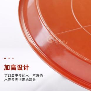 花盆圆形托盘托盘底托底座圆形型塑料盘小号盆栽可移动接水盘红白