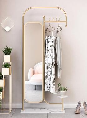 家用卧室穿衣镜挂衣架一体多能功大理石衣架落全地身镜帽子置UIC
