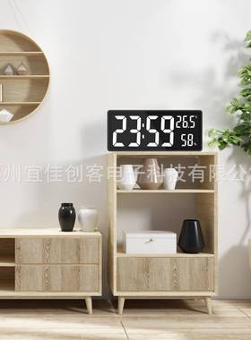 智能钟le数d新款创意字大屏台闹钟功能温湿度多EK3808L显示静音电