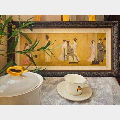 韩QCW熙载复夜宴图新中式古壁艺术装画入户玄关书饰房过道画茶楼