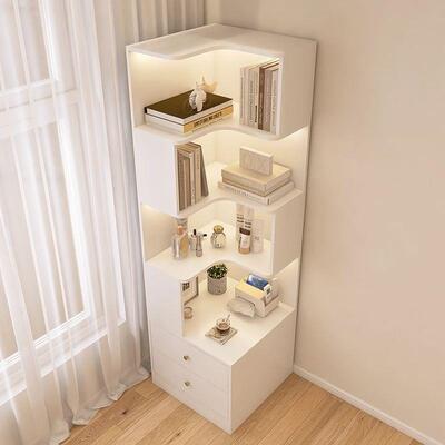 柜卧室床头物架一体DUJ小户型简约家用奶油风角书架多功能转储置