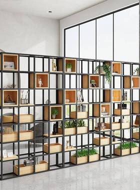 美GB-16880厅式铁室艺置物架落地隔断书架客屏装风镂空饰展示架办