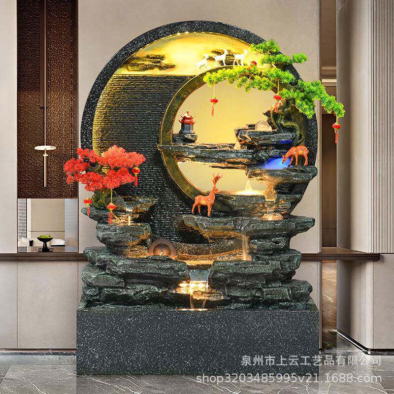 水幕墙假山喷泉摆件轮流DCW屏水风客厅关落玄地装饰风水生财庭院