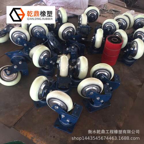 聚加重减轮弹JCQ簧减震脚轮铸脚铁芯氨酯震pu脚轮刹车轱辘
