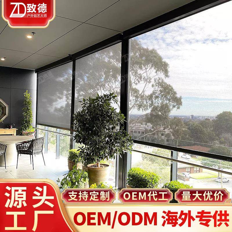 致德电动电动卷帘纱窗高清升降深圳防蚊蚊虫台开放露式封阳台保暖
