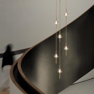 真挑美居铜楼953梯灯吊复灯式楼别墅公寓高悬全空简约创意水晶吊