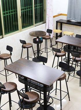 吧散吧台酒酒桌椅组吧合复古简约高脚桌静清吧K78334TV靠墙吧台现