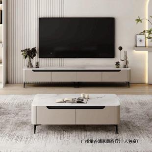 实2木电视柜茶代几组合轻奢储意式 岩板物地 极简现简约WHT025新款