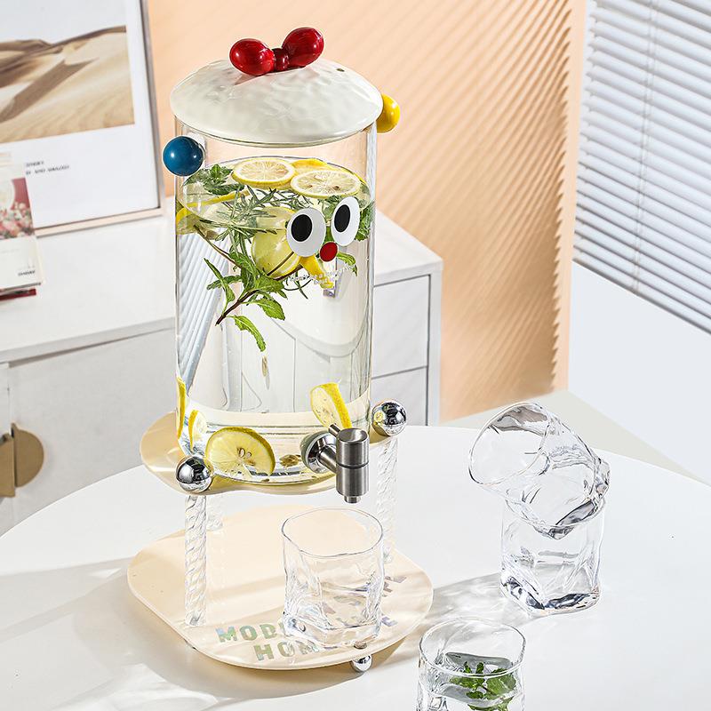 玻冷壶STN家用储水壶套装水夏冷季璃柠檬果茶泡桶饮料桶带龙头果