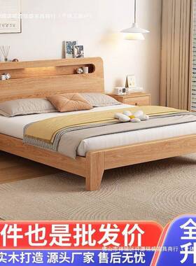 实木橡胶木现代简约家用PPB1床.8双人床1.5米单人床小户m型1全.2