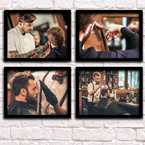 理发店美发发型装饰画发廊复古创意沙发背景海报墙挂画墙壁画相框