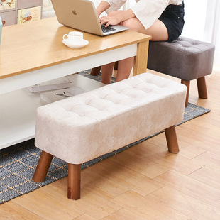换鞋 客厅实木放腿踩脚凳椅子 凳长方形长条凳子软包墩子长矮凳时尚
