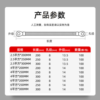 桥架接地线 铜包铝编织网带 跨地连接线电箱配电柜过门桥架跨接线