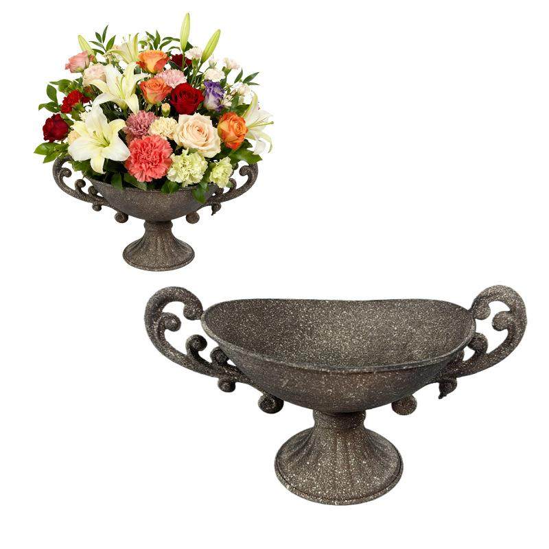 美式田园风宽口花盆复古灰色双耳花瓶高级感铁艺插花器花园绿植盆,节庆用品/礼品,新娘配件,淘宝优惠券,粉丝福利购,淘宝优惠卷