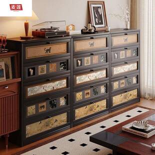 钢制斗柜麦蓬置物柜客厅抽屉柜床尾柜靠墙储物柜中古五斗柜