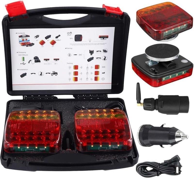 新款便携式无线拖车灯磁性可充电防水LED套件带吸盘底座尾灯