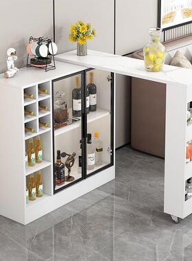 吧台隔断代缩柜客厅家用现边简约WRH边柜餐柜实木伸可旋转轻奢窄