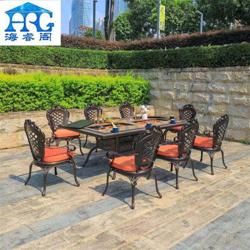 室户外铸铝烧休烤餐PHU桌院庭露台花园别墅欧式外闲家用外摆电烤