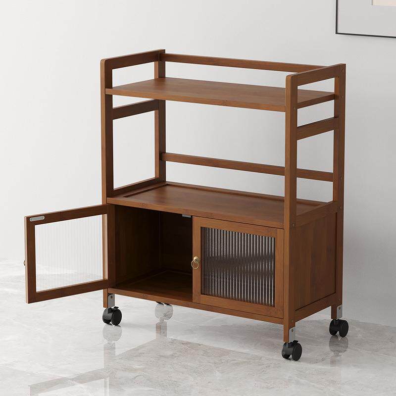 移MCQ动茶水柜新中式家用茶收几阳台客厅物置物架带轮移动纳楠竹