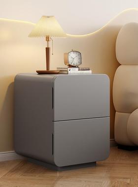 奢免安装超窄床头柜简约代EBE现型家用卧轻室实小木床边柜白色奶