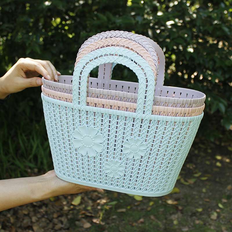 软塑料浴室洗澡篮家用手提大号大容量女款学生宿舍收纳沐浴蓝筐子
