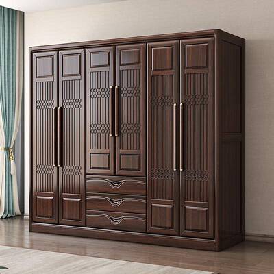 紫金多檀木层大容量储物柜子中式实木衣柜全新实CZH木家小用卧室