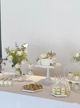 餐白色铁甜品台摆件展示蛋糕AZT托盘架欧式下艺午茶点心架冷茶歇