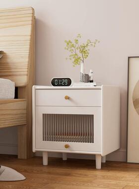 柜日ZWP储物柜卧室收纳白蜡木豆原木色柜边床头柜简约现代式町实