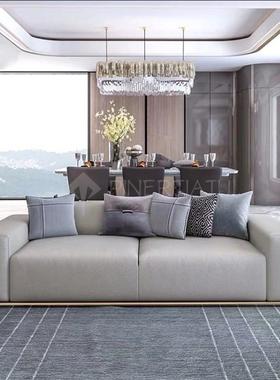 意式轻奢布艺金属沙发后现意代大气客厅UJI双三整人时创尚装沙发