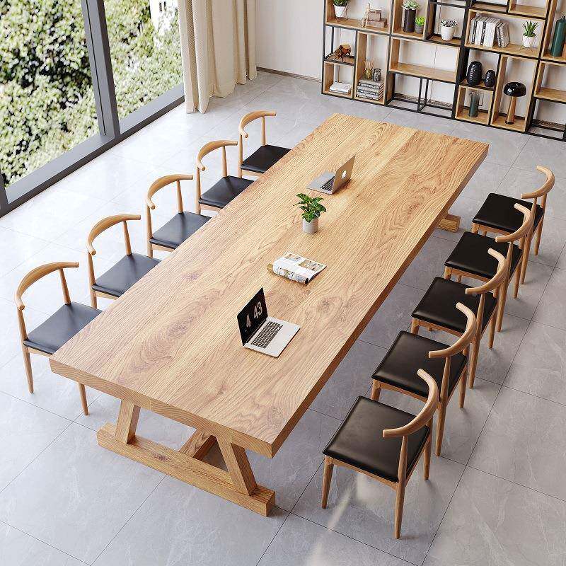 实木会议桌简约现代合厅大板长桌客工风桌椅组大桌业403子洽谈工