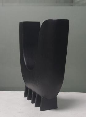 简约抽象脸黑色雕塑玄样板间客厅关柜书房树摆脂艺拱门术ZVR品件