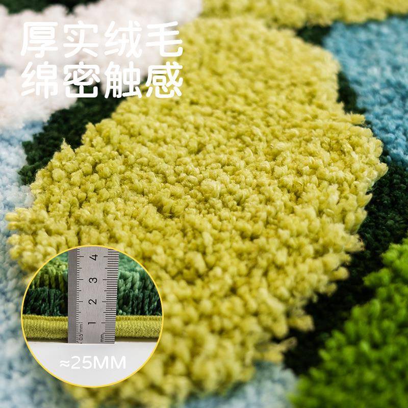 植绒地毯苔藓异形浴可室地垫全铺客厅床897室边沙发卧茶几毯机洗