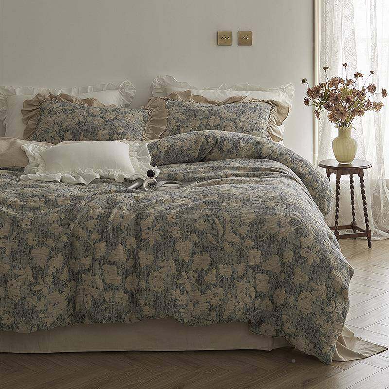 公风主荷叶床边丨四件NYU套全棉纯棉2025新款床单套被法式复古秋