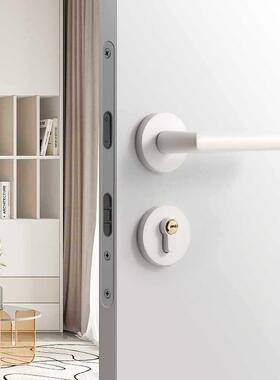 简奶油风白色卧门室房锁静音磁吸门锁家极用室内木门锁SKP分体门