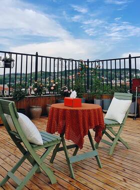 cs折叠桌椅约小户型家用阳吃饭餐桌子简IAW实式木组合简易便携摆