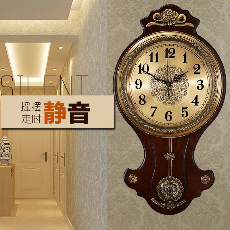 美时英钟挂钟客厅静音613家用现金代简约欧式时尚石式钟表属摇摆