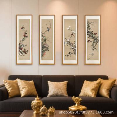 山画水画（霜林烟浦）新中式GWN玄关书房木框茶走廊室挂装实饰画