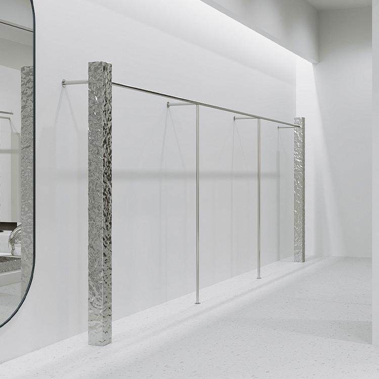 服装店展示架不锈钢上墙货架创意女装店挂衣杆水波纹落地式陈列架,纺织面料/辅料/配套,纺织机械配件,淘宝优惠券,粉丝福利购,淘宝优惠卷