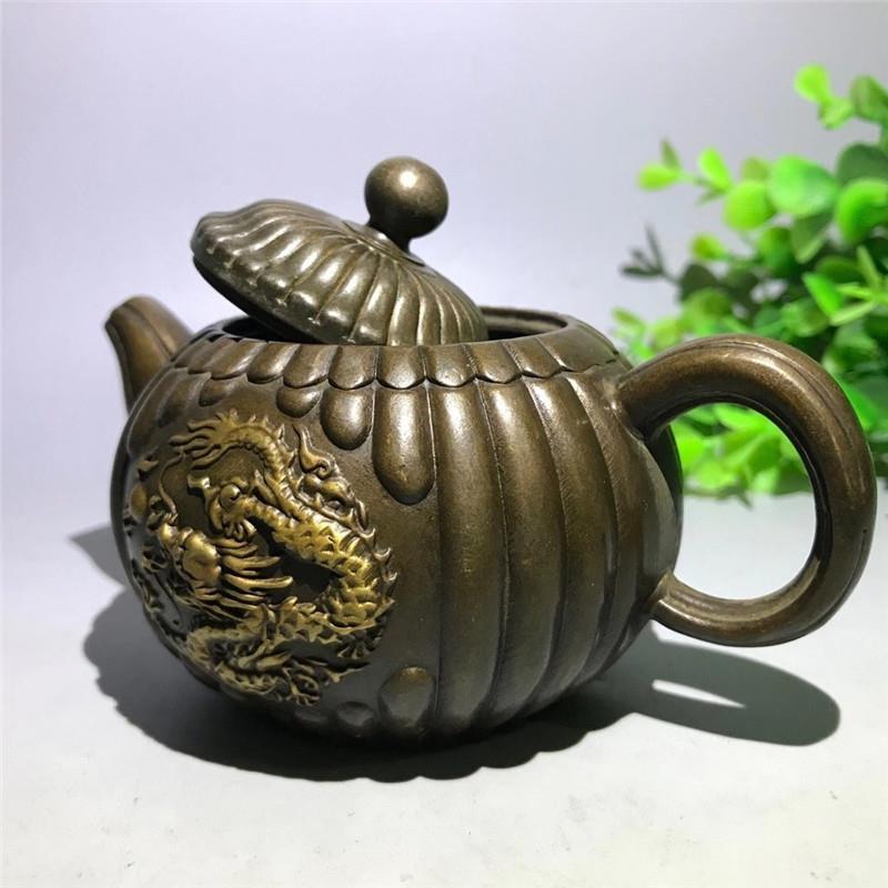 铜龙壶仿古铜器祥龙纹小茶酒11368壶手壶把壶家居茶道装饰摆工艺