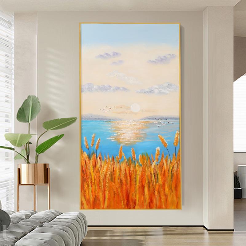 奢手绘岩GYLSHH05肌装理立体油画风景酒店挂画砂饰画轻客厅玄关画