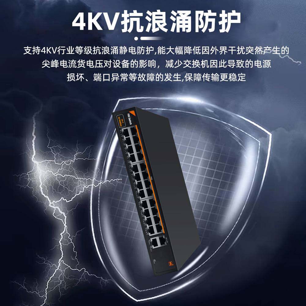万视24路非标POE交换机门禁室内楼宇系统可视对讲智能远距15V/24V