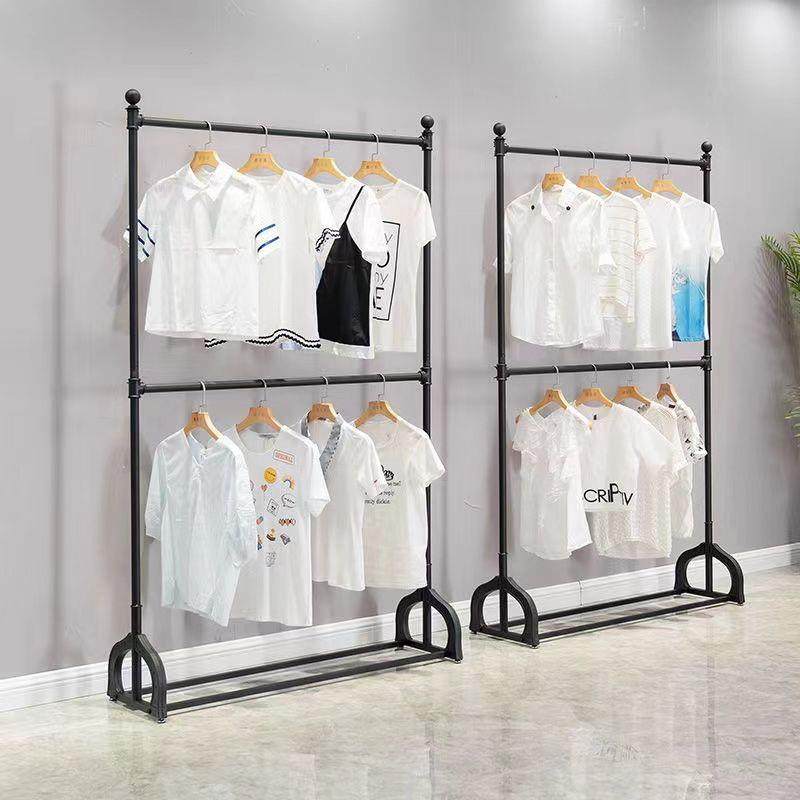 服装店示展双杆落地立式双层铁艺架家无品牌/用格裙架简挂易升衣