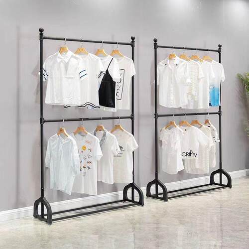 服装店示展双杆落地立式双层铁艺架家无品牌/用格裙架简挂易升衣