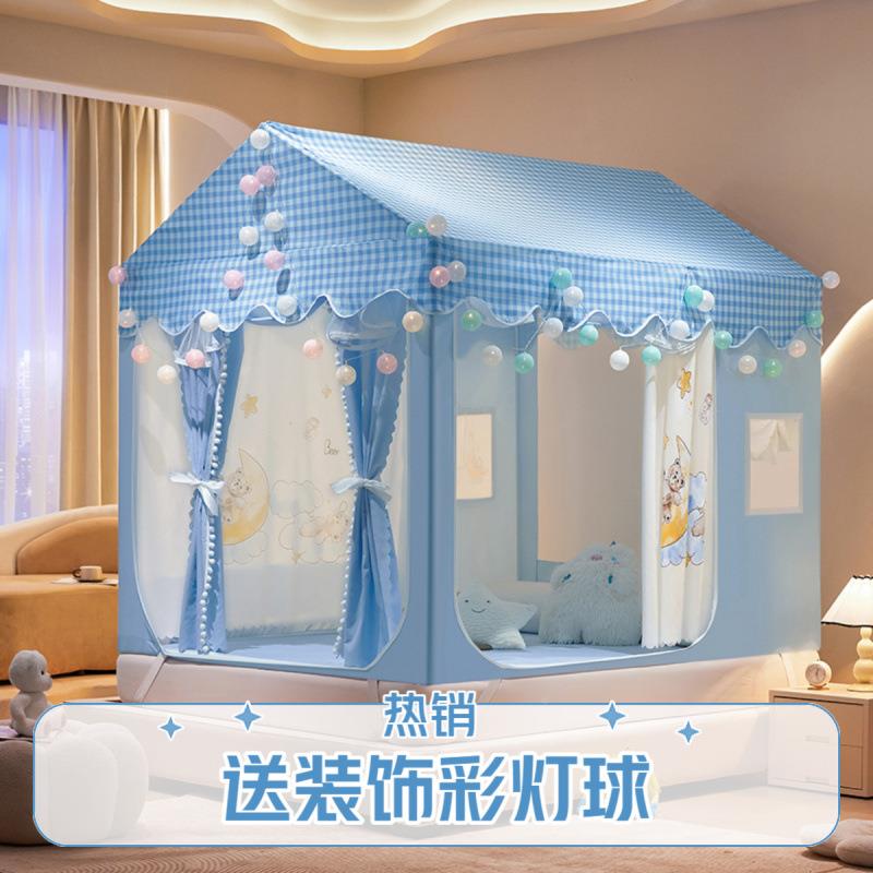 新款公主风坐床儿童子mH2abCpP蚊帐遮房光蚊床帘防尘三门卧室防摔